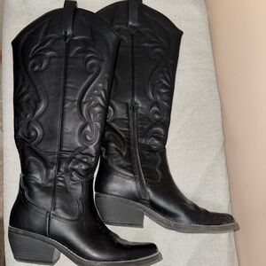 Target Wild Fable Black Embroidered Heeled Boots